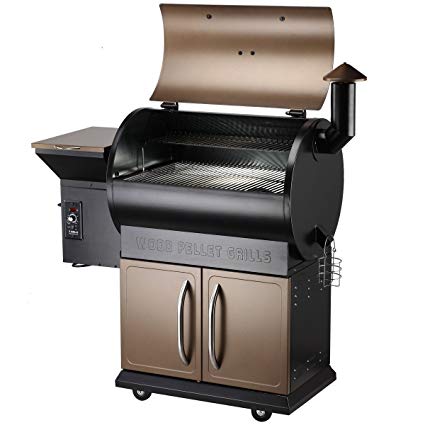 Z GRILLS 2018 Upgrade Deluxe Wood Fired Pellet Outdoor 8 in 1 BBQ Smokers/Elite Wood Pellet Grill with Storage Cabinet, Free Storage Patio Cover Included, Bronze(700D)