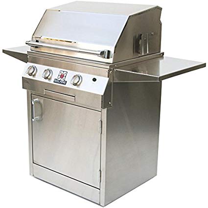 Solaire 27-Inch Deluxe Infrared Propane Grill on Square Cart with Rotisserie Kit, Stainless Steel
