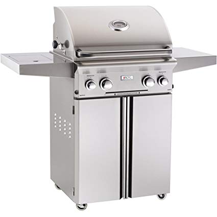 American Outdoor Grill 24NCL L-Series 24 Inch Natural Gas Grill On Cart With Side Burner And Rotisserie Kit
