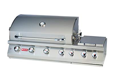 Bull Outdoor Products 18249 47-Inch 7 Burner Premium Stainless Steel Gas Barbecue with Built-in Dual Sideburner and Infrared Back Burner, Natural Gas