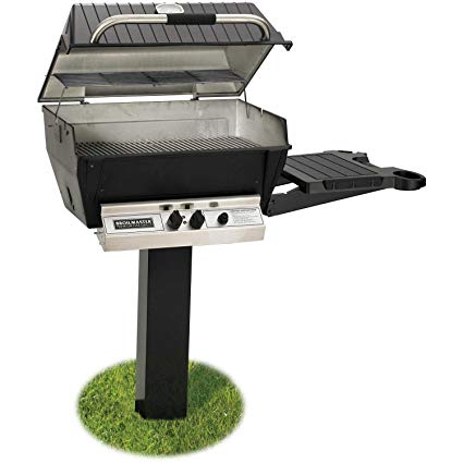 Broilmaster H3PK2N Natural Gas H3XN Grill Head Package with In Ground Post (BL48G) and 1 Drop Down Side Shelf
