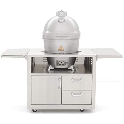 Blaze 20-inch Cast Aluminum Kamado Grill On Deluxe Stainless Steel Cart