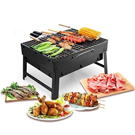 Ellenge Barbecue Charcoal Grill Portable Lightweight Simple Grill Perfect Folding BBQ Tools for Outdoor Campers Barbecue (Type 1)