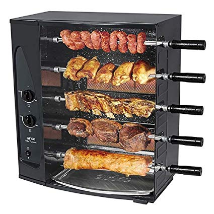 Arke BBQ Grill 5 Skewer Gas Rotisserie Authentic Brazilian Barbecue at home - BBQ Roaster Oven - Perfect for Chicken, Fish, Beef, Vegetables & more!