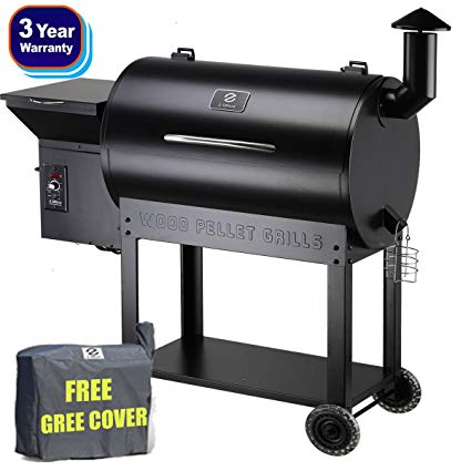 Z Grills Wood Pellet Grill and Smoker 700Sq in. With Seri-2 Contrlol Systerm For Outdoor bbq smoke Roast Bake Braise Grilling 7-in-1 Barbecue Grill Waterproof Cover Gift